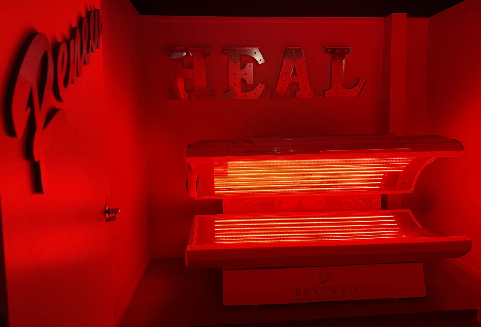 Red light therapy bed at Renewed Med Spa and Tanning, Glendale AZ